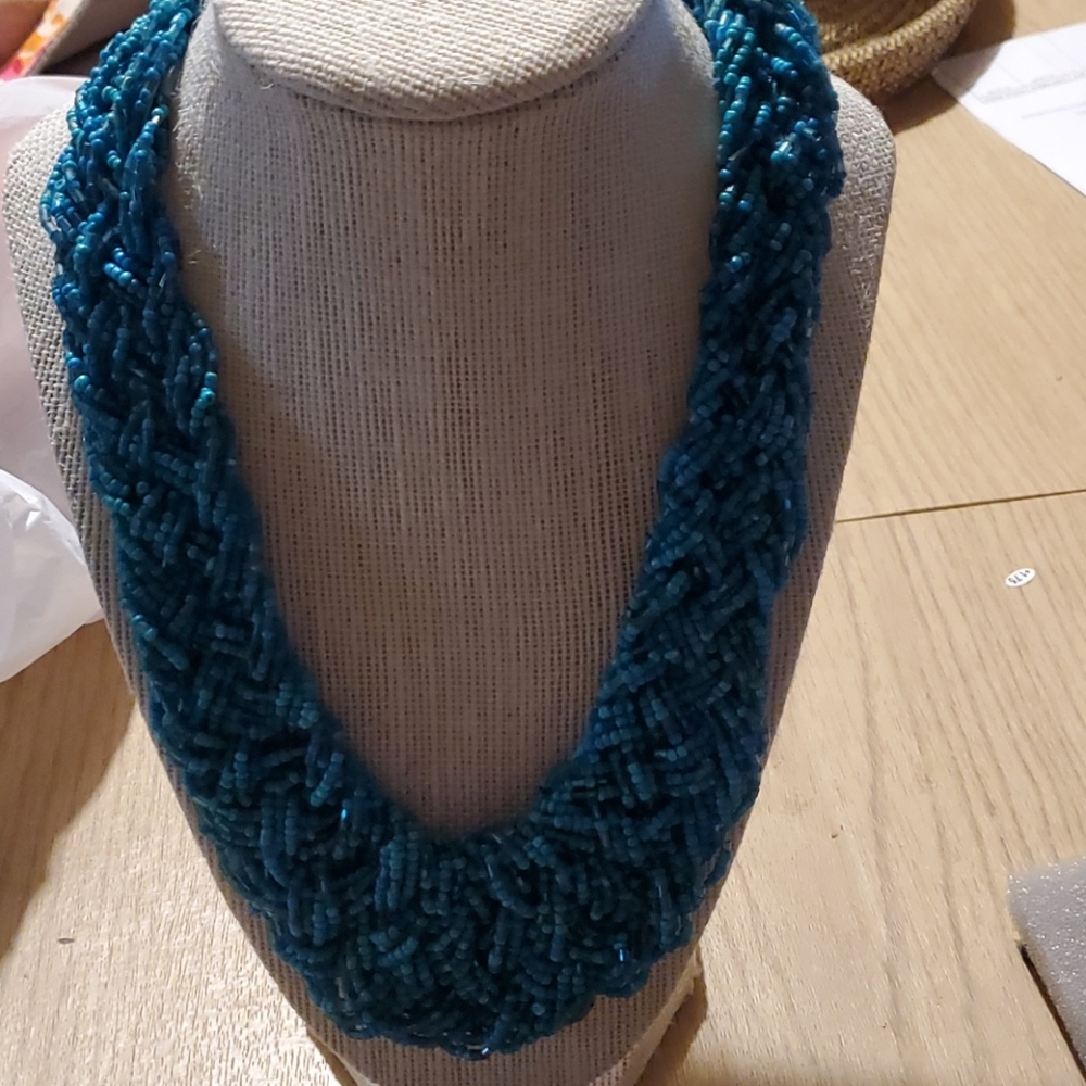 Blue bead necklace